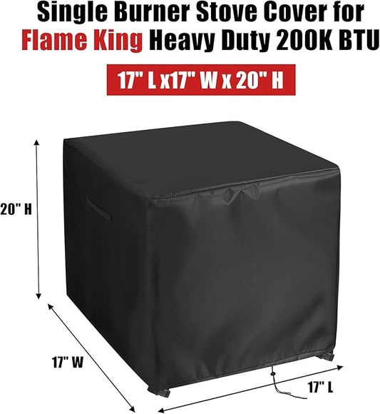 Outdoor Single Burner Stove Cover, Portable Waterproof Outdoor Cover for Camping Stove Countertop Burners Propane Gas Grill Cooker - 17”L x 17”W x 20”H