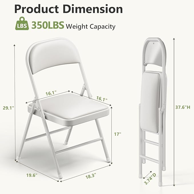 Folding Dining Table Set for 8, 8FT Foldable Plastic Table with Carrying Handle & 8 PU Leather Padded Folding Chairs, Portable Table and Chairs Set for Indoor Outdoor, Party, Wedding, Picnic, Camping
