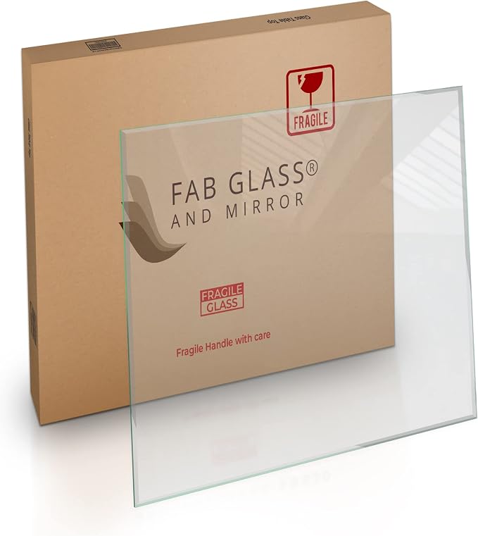 Clear Tempered Glass Table Top 20 Inch Square Beveled Edge with 1/2 Inch Thickness for Dining, Coffee or Side Tables by Fab Glass and Mirror