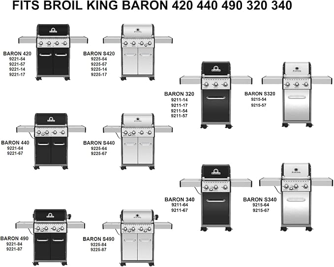 Grill Replacement Parts for Broil King Baron 420 440 490 320 340 9221-64 9221-67 9235-24 9235-84 9221-14 9211-54 9215-54 4 Burner Gas Grills, 15 3/4 Inch Heat Plates and 15 13/16 Inch Burner Tubes