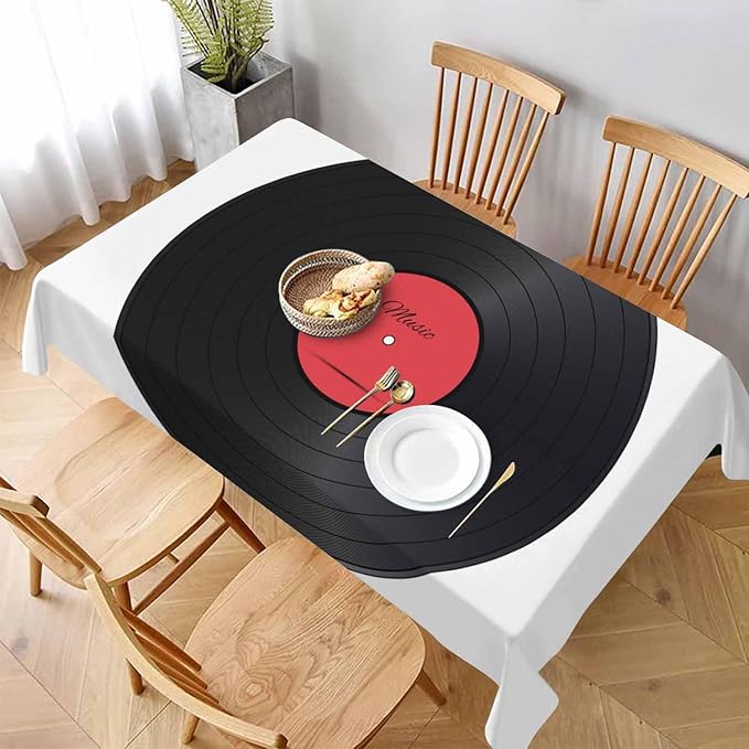 TKS MITLAN Vinyl Record Tablecloth 60x84 Inch Rectangular Music Disk Modern Classic Oblong Table Cloth Kitchen Table Decorations for Home Dinner Party