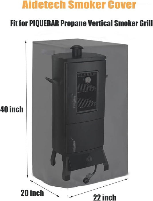 Smoker Cover Fit for PIQUEBAR Propane Smoker, Waterproof Grill BBQ Cover Vertical Smoker Covers-22 D x 20" W x 40" H