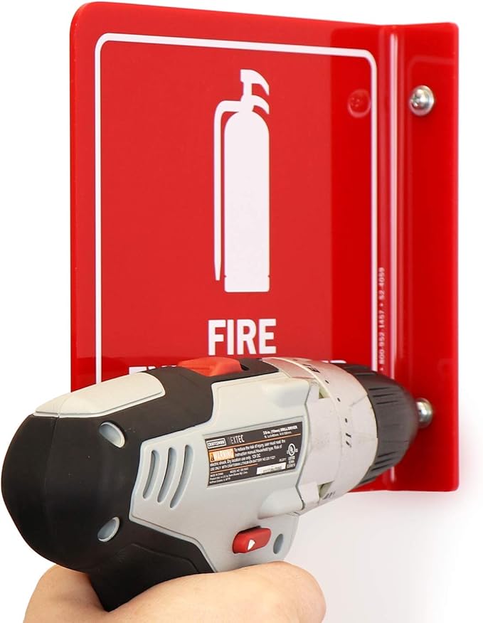SmartSign "Fire Extinguisher" Projecting Sign, Fire Extinguisher with Down Arrow | 6" Polished Acrylic