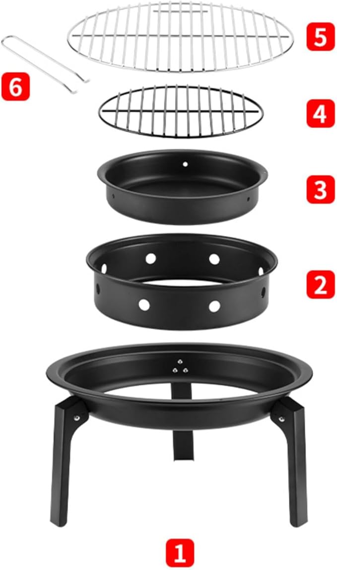 Charcoal Barbecue Grill, Portable BBQ Grill, Portable Camping Grill Stove, Outdoor Cooker,Black