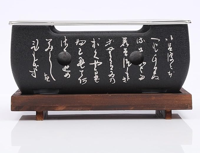 Japanese Charcoal Grill Grill BBQ Stove Robata Hibachi & Yakitori aluminum alloy Stainless steel and wooden base for Outoor BBQ Cooking Yakiniku (A,Extra Large)
