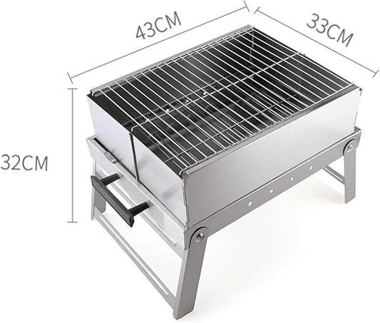 Barbecue Charcoal Grill Stainless Steel Folding Barbeque Grill Outdoor Indoor Charcoal Grill Portable for Camping Charcoal BBQ Grill