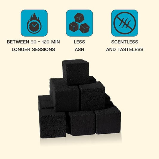 LeOrange Premium Coconut Hookah Charcoal (1KG, 26mm) – 100% Natural Coconut Shell, No Additives or Fillers, Odorless & Long Burn Time Coals for Hookah