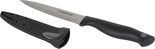 Farberware 4.5 Inch Utility Knife with EdgeKeeper Self-Sharpening Sheath, High-Carbon Stainless Steel Blade, Ergonomic Handle for Slicing, Dicing, and Mincing Fruits and Vegetables