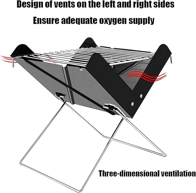 Portable Charcoal Grill Portable Charcoal Grill Charcoal Barbecue Grill Outdoor BBQ Grill Cooking Stainless Steel Folding Camping Grill Barbecue Grill for Backyard