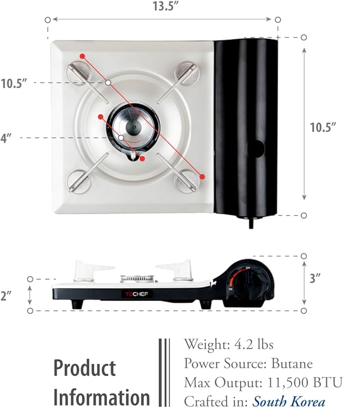 TECHEF - Stovetop Korean BBQ Non-Stick Grill Pan with Agni Portable Gas Stove Burner, Made in Korea (Essential KBBQ Set)