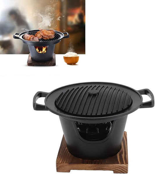 Hibachi Japanese Mini Grill - Portable Tabletop Charcoal Grill for Camping & Home Barbecue