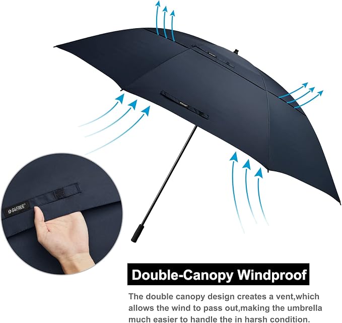 G4Free 80 Inch Golf Umbrella Extra Large Umbrella Double Canopy Windproof | Heavy Duty Oversized, Waterproof Stick Umbrella for Rain UV Protection, Fits 6-8 people for Doorman/Family/Patio