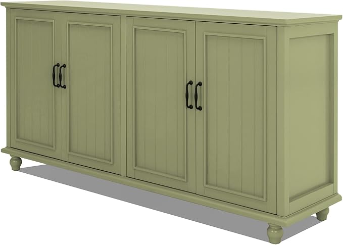Scurrty 62'' Coffee Bar Cabinet Kitchen with Storage, Buffet Cabinet with Storage, Sideboard Buffet for Dinning Room, Kitchen & Living Room (4 Doors, Green)