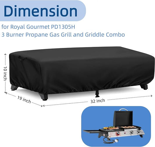 Mini Tabletop Grill Cover for Royal Gourmet PD1305H 3 Burner Propane Grill | 32x19x10,Waterproof Dustproof Heavy Duty Oxford Fabric,for Royal Gourmet PD1305H 3-in-1 Gas Grill Griddle Combo