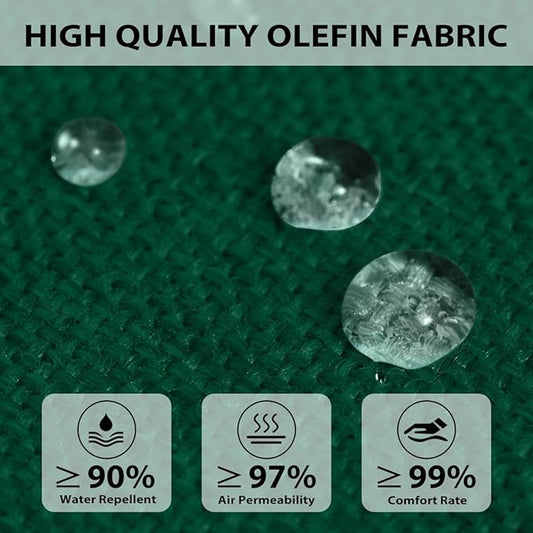 Sundale Outdoor Olefin Quilted Lounge Cushion Set of 2, Patio Foldable Chaise Lounger Cushion, Water-Resistant Lounge Chair Pad with Straps Dark Green, 72 x 21 inches