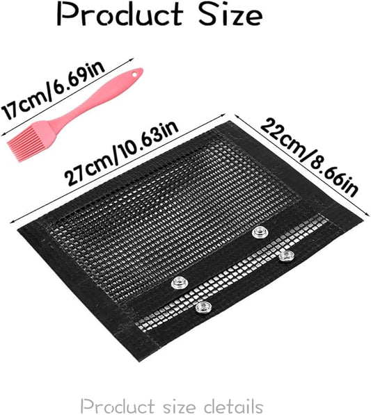 AOOCAN Grill mesh mat - Set of 5 Non Stick BBQ Grill mats, Heavy Duty, Reusable Grilling mats, Easy to Clean - Works on Gas, Charcoal, Pellet Grill - 15.75 x 13 in, Black