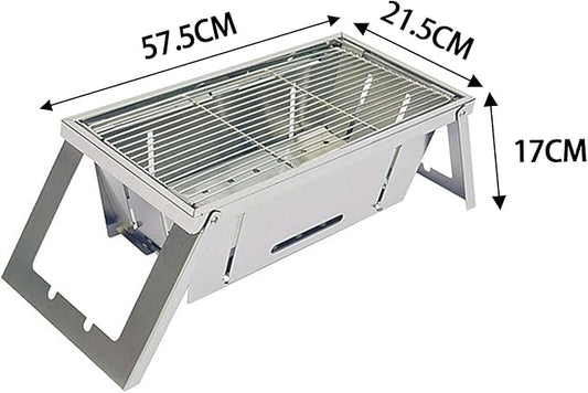 Folding Grill Barbecue Grill with Carrying Bag Outdoor Cooking Portable Charcoal Grill Tabletop Bbq Charcoal Grill for Party Camping Backyard Picnic, 57.5x21.5cm
