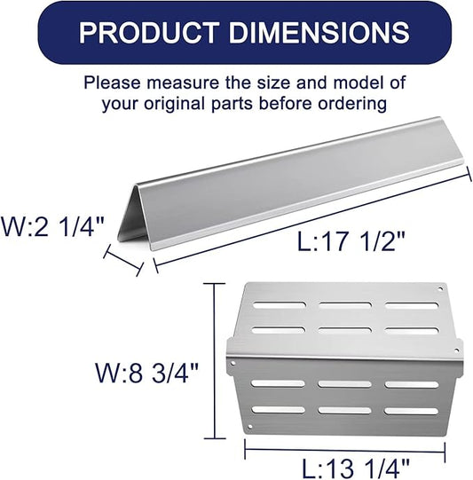17.5" Grill Flavorizer Bars 7622 Heat Deflector for Weber Genesis E310 E320 E330 S310 S330 EP310 with Front Control Knob Stainless Steel Grill Parts for Weber Genesis 300 Series 7620 65055