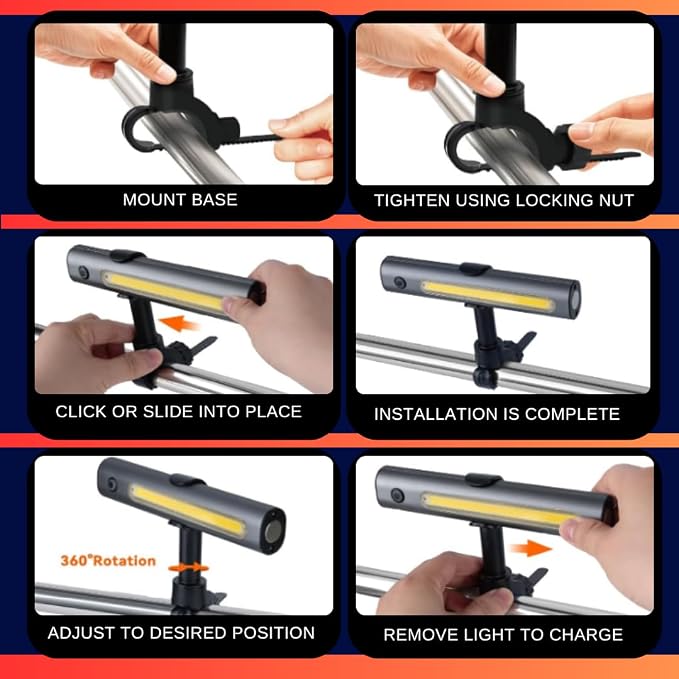 Barbecue BBQ Magnetic Grill Light, 360 Rotation, 2000MAH Rechargeable, Multi-Mount System for Outdoor Grill, Griddle, Cooking Use