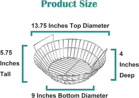 Charcoal Ash Basket for Large Big Green Egg, Kamado Classic, Pit Boss, Louisiana Grills, Primo Kamado and Large Grill Dome - Heavy Duty Stainless Steel