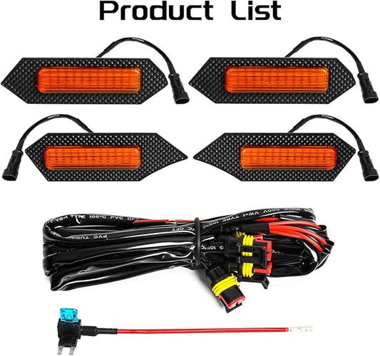 Amber LED Grille Lights For Tacoma TRD Sport 2024 2025, 4Pcs Front Grill Light Kit with Wire Harness And Fuse