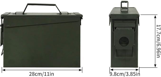 GUGULUZA Metal Ammo Can 30 50 Cal, Waterproof Airtight Ammo Containers Case | Heavy-Duty Ammunition Storage Case Military Container, Lockable Box w/Flip Top for Long-Term Storage Bullet, 30Cal and 50 Cal