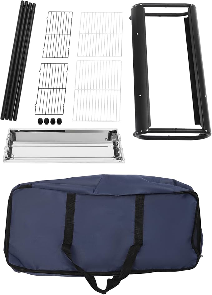 Barbecue Charcoal Grill, Stainless Steel Portable Kabob Barbecue with Storage Bag & Anti-scald Carrying Handle, Outdoor Cooking Grill for Backyard Camping, Patio Parties, Picnics