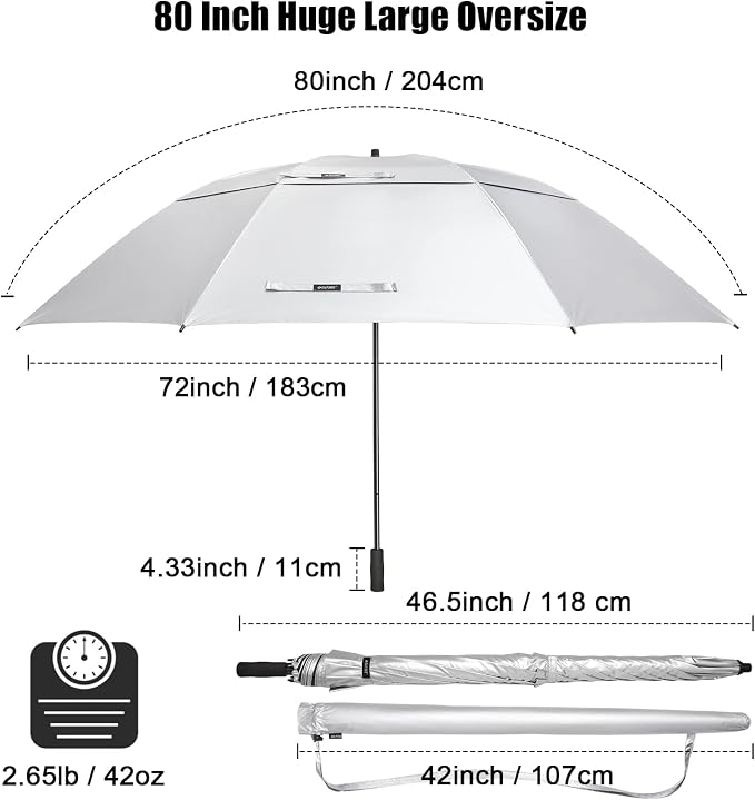 G4Free 80 Inch Golf Umbrella Extra Large Umbrella Double Canopy Windproof | Heavy Duty Oversized, Waterproof Stick Umbrella for Rain UV Protection, Fits 6-8 people for Doorman/Family/Patio