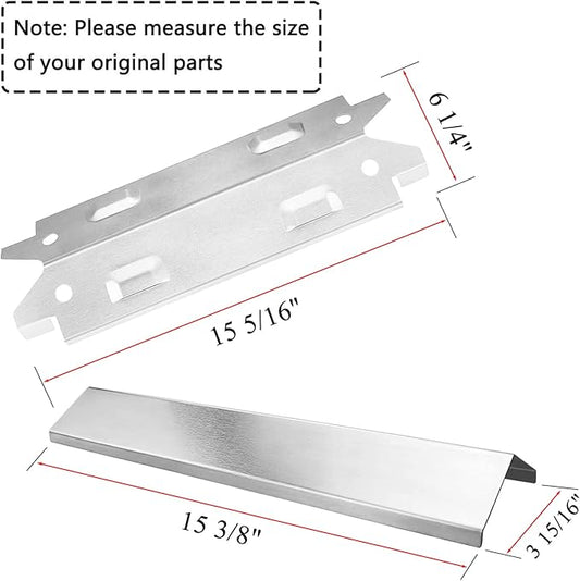 Criditpid Grill Replacement Parts for Brinkman 810-3660-S, 810-3661-F Models. Stainless Steel Grill Heat Plate Shields, Pipe Burner Tubes and Crossover Tubes.