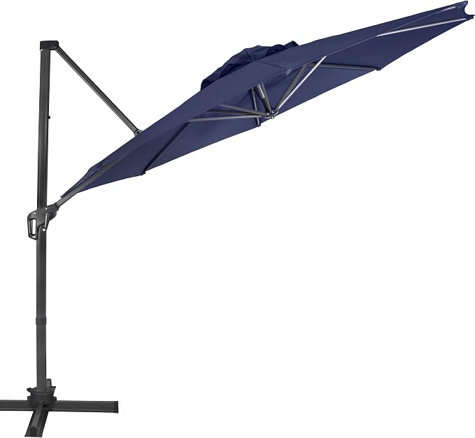 Sunnyglade 10Ft Cantilever Patio Umbrella, 360° Rotation & Integrated Tilting System Offset Umbrella with 8 Sturdy Ribs, Fade-resistant & Waterproof for Garden Backyard Poolside Deck