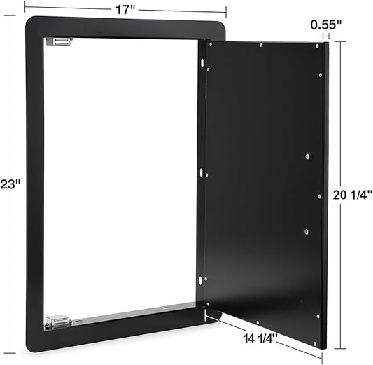 Stanbroil BBQ Access Door - 17W x 23H Inch Wall Construction Flush Mount Single Vertical Door for Outdoor Kitchen, BBQ Island, Grilling Station, Outside Cabinet - Black