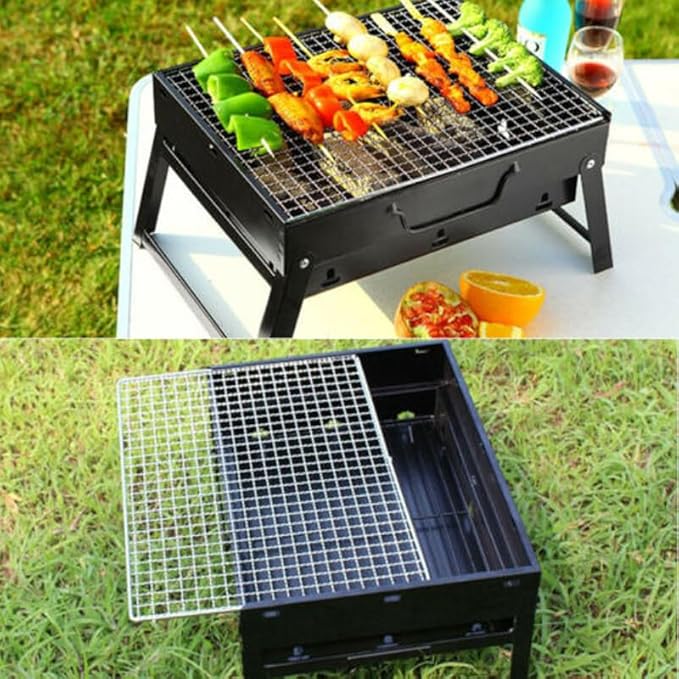 Barbecue Charcoal Grill Pull-Out Barbecue Grill, Portable Charcoal Grill, Bbq Tool Kits for Outdoor Courtyard Picnic Camping Tailgating Bbq Small Folding Tabletop Grill