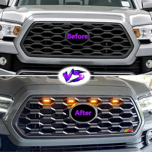 1Set Car LED Front Grill Lights External Grill Lamp Smoke Replacement Parts Car Accessories, Black, 500351180