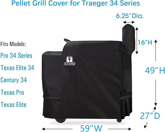 Grill Cover for Traeger 34 & 780 Series, Heavy Duty Waterproof Wood Pellet BBQ Accessories for Traeger Pro 34 Smoker Grill
