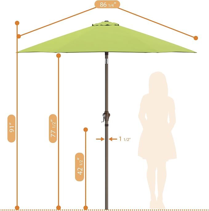 Sunline 7.5 ft Patio Umbrella with Crank & Push Button Tilt, Outdoor Market Umbrella with UV Protection & Wind Vent and Fiberglass Ribs, Metal Frame for Deck, Pool & Table, Lime