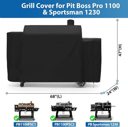 Grill Cover for Pit Boss Pro Series 1100 Combo Grill, 600D Waterproof | Fits PB1100PSC1 PB1100PSC2 Pro Series 1100 Triple-Function Pellet Gas Grill, PB1230 PB1230SP Sportsman 1230 Combo Grill
