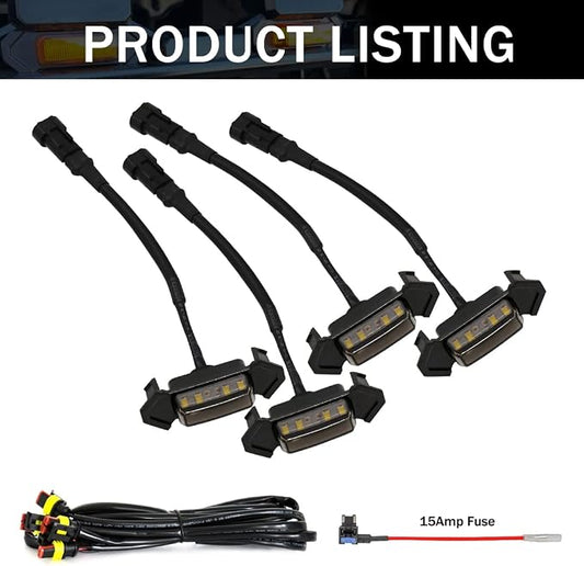 White Grille Lights For Tacoma TRD Pro 2016-2022, 4Pcs Smoked Shell LED Front Grill Light with Wire Harness And Fuse