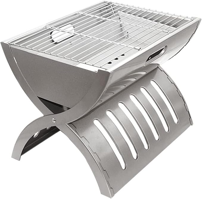 Portable Charcoal Grill for Camping BBQ, Outdoor Barbecue Grill with Stainless Steel Folding Rack, Camping Stove for Patio Picnic, Charcoal Grill BBQ Cooker for 3-5 Persons