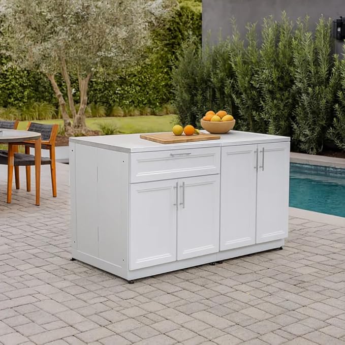 Blue Sky Outdoor Living, OKC3026WSD2W, White Shaker 2-Door Outdoor Kitchen Cabinet – Weather-Resistant Galvanized Steel Modular Base – Durable Patio and Backyard Storage