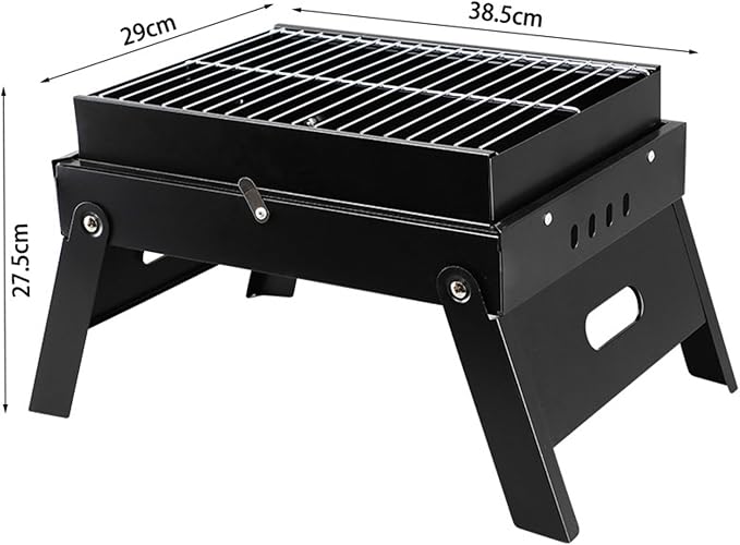 Portable Charcoal Barbecue Grill, Mini Stainless Steel Compact Grill for Travel, Outdoor Cooking and BBQ, Camping Grill Picnic Patio Backyard