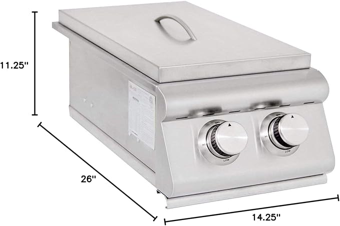 Heavy-Duty Stainless Steel Outdoor | Blaze Double Side Burner Propane LP Grill Barbeque | LED Lights Thermometer | Best Of Backyard For Grilling Masters | BLZ-SB2LTE-LP