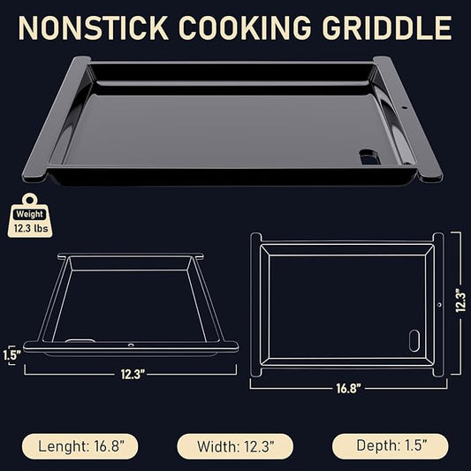 17 X 12 Ceramic Half Griddle Plate for Ninja FlexFlame PG300 XSKHLFGRIDLE, Easy-Check Fit Accessory for Outdoor Cooking or Use