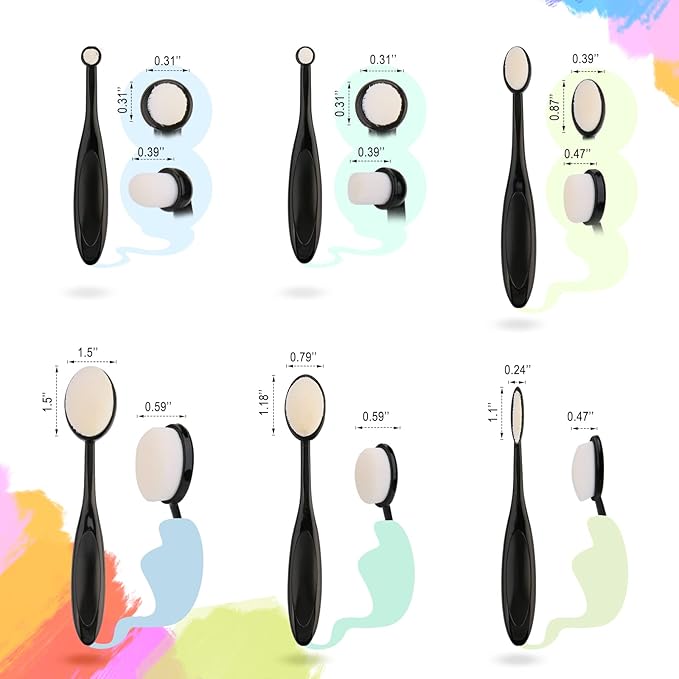 UNIMEIX 6 Pack Blending Brush for Card Making Crafting Ink Blender Brushes Set Tool Paper Background Brush Drawing (Black)