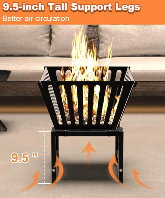 Mondazie Outdoor Fire Pit — 17 Inch Portable with Storage Bag for Camping, Patio Heating, Picnic and BBQ, Trapezoid Vertical Hollow, Black