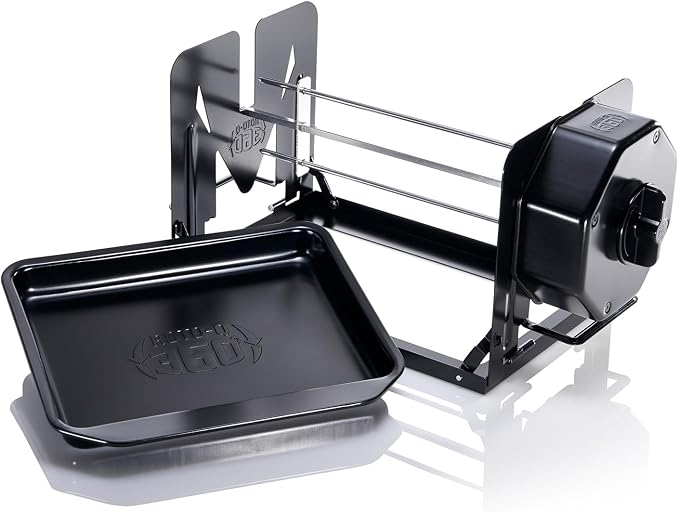 ROTO-Q 360 Cordless Universal Rotisserie Kit for Grills Ovens and Smokers - Non-Electric Wind-up Spit Roaster, Gas or Charcoal BBQ - Compatible with Kamado Joe Green Egg Kettle (Black) | Cordless wind-up rotisserie works with grills, ovens and smokers ...