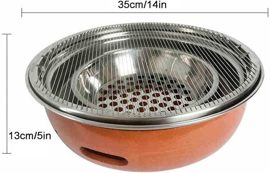 Portable Clay Charcoal Grill Multi-Functional Pottery Barbecue and Tea Cooker for Indoor and Outdoor Activities Perfect for Camping Tailgating and Bac