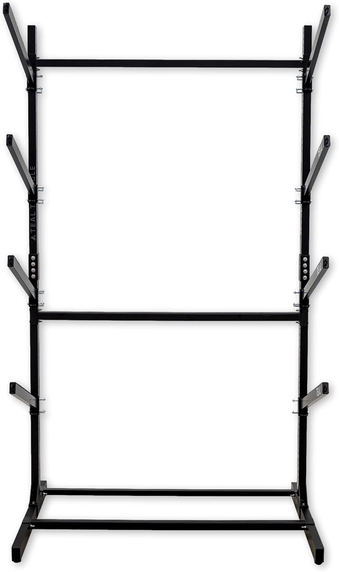 Teal Triangle Adjustable Freestanding Kayak Storage Rack, Holds 4 Kayaks | Outdoor Kayak Rack, Paddle Board Holder, Canoe Rack, Kayak Stand, Felt Padded Arms, Weather Resistant Steel