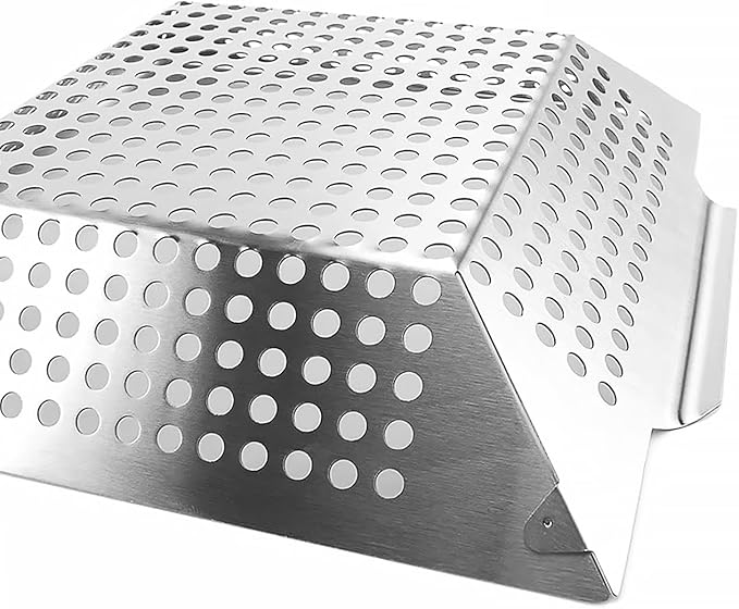 Anveena Grill Baskets 1 Pack Stainless Steel Grilling Basket for Indoor and Outdoor Use, Heavy Duty Vegetables Grill Basket for Veggies and Kabob, Suitable for All Grills, Dishwasher Safe