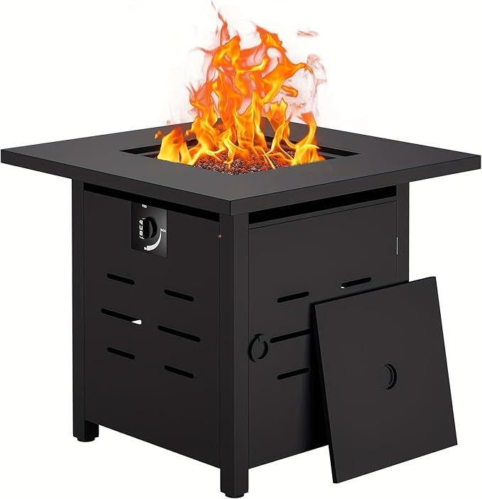 Vongrasig Propane Fire Pit Table, 28" Gas Fire Pits Table for Outside, 2 in 1 Propane Fire Pit 40,000 BTU with Lava Rocks, Waterproof Cover and Lid