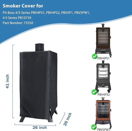 Vertical Pellet Smoker Cover for Pit Boss 4/5 Series, PBV4PS1, PBV4PS2, PBV5P1, PBV5PW1, 4 II Series PB10739, Heavy Duty 600D Waterpoorf Outdoor BBQ 73550 Grill Cover for Pro Series 4 Smokers
